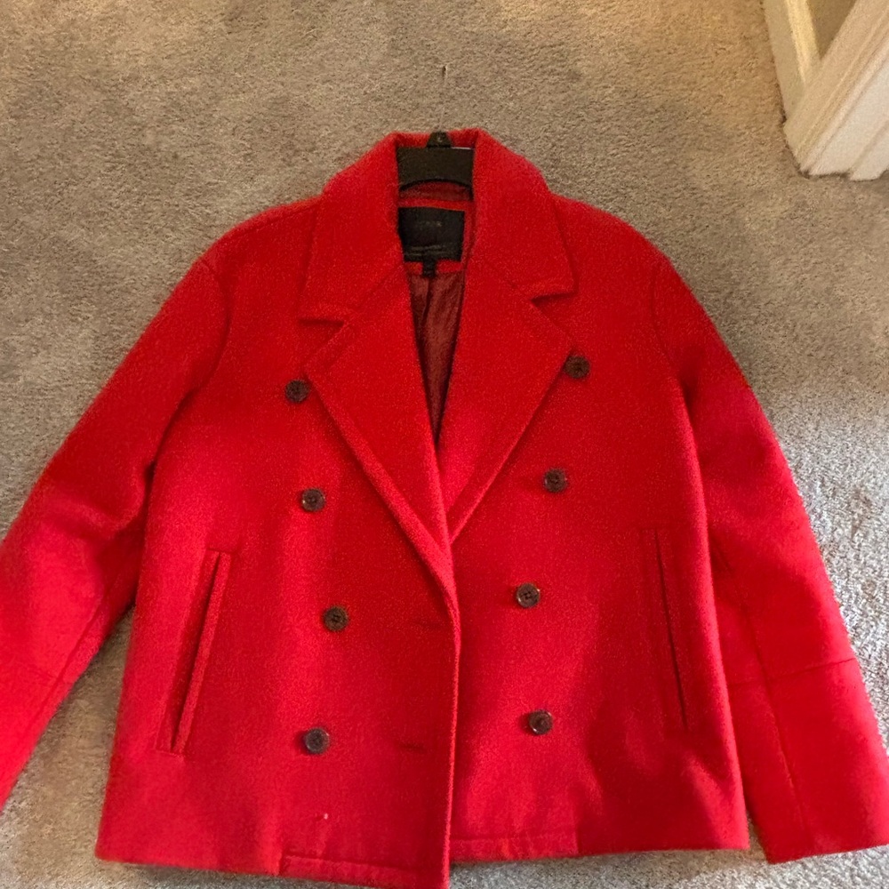 J. Crew Bright Red Melton Wool Jacket